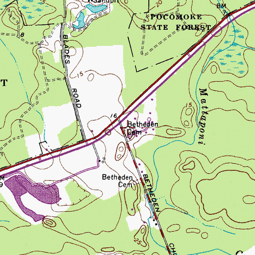 Topographic Map of Beth Eden Cemetery, MD