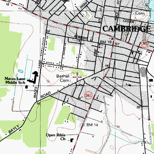 Topographic Map of Bethel Cemetery, MD