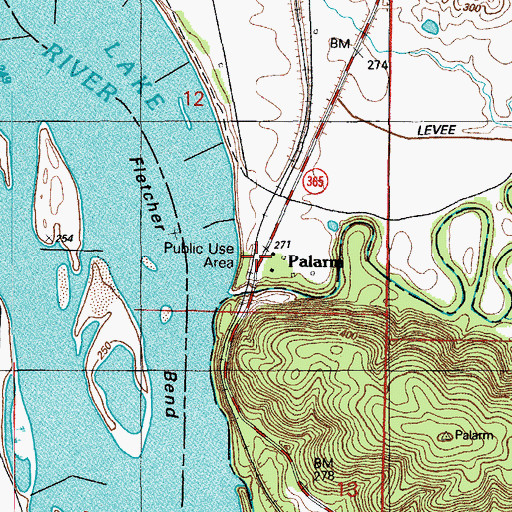 Topographic Map of Palarm, AR