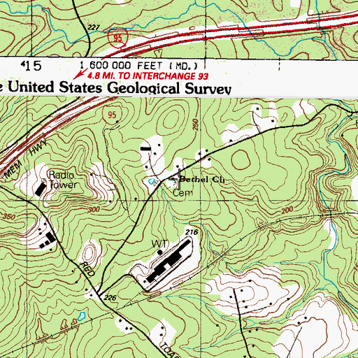 Topographic Map of Bethel United Methodist Church, MD