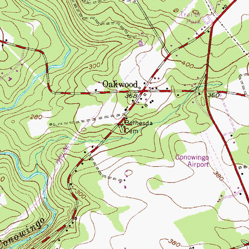 Topographic Map of Bethesda Cemetery, MD