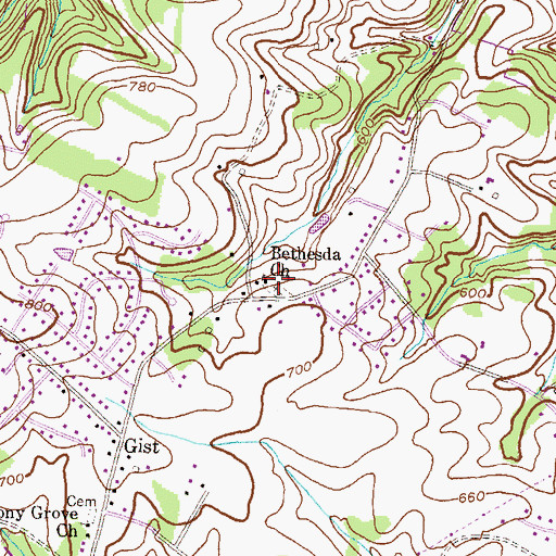 Topographic Map of Bethesda Church, MD