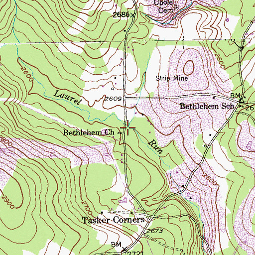Topographic Map of Bethlehem Church, MD
