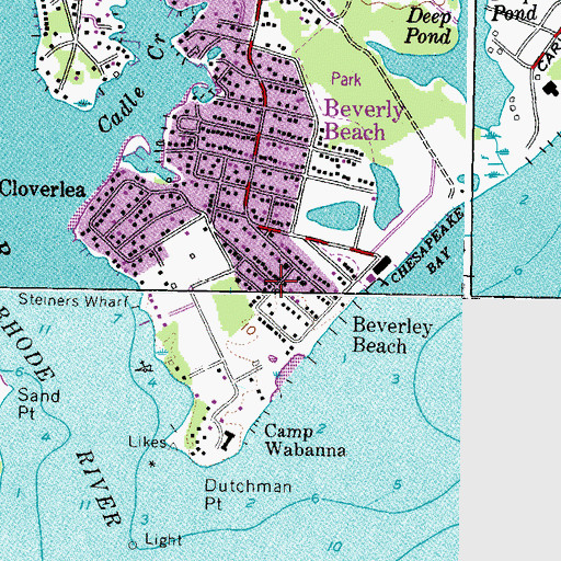 Topographic Map of Beverly Beach, MD
