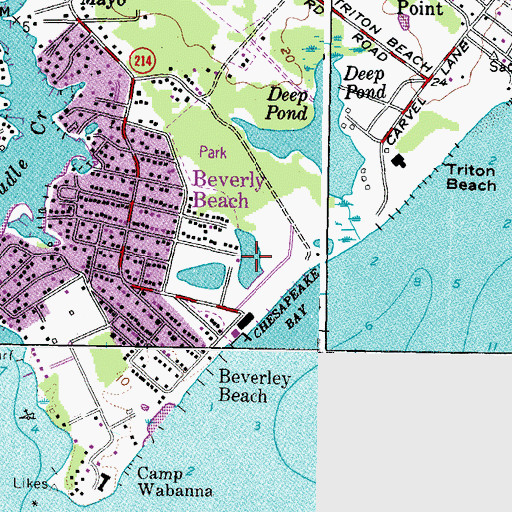 Topographic Map of Beverly Lake, MD