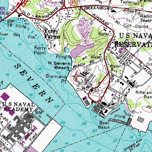 Topographic Map of Biemans Point, MD