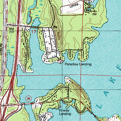 Topographic Map of Paradise Landing, AR