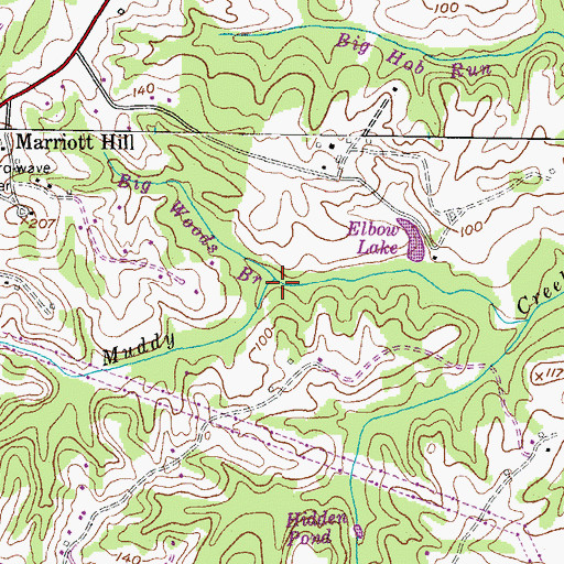Topographic Map of Big Woods Branch, MD