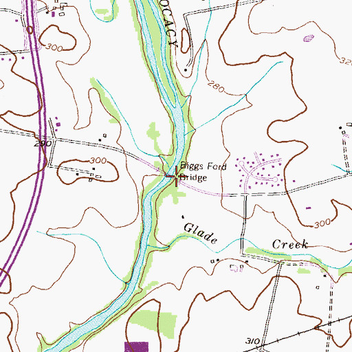 Topographic Map of Biggs Ford Bridge, MD