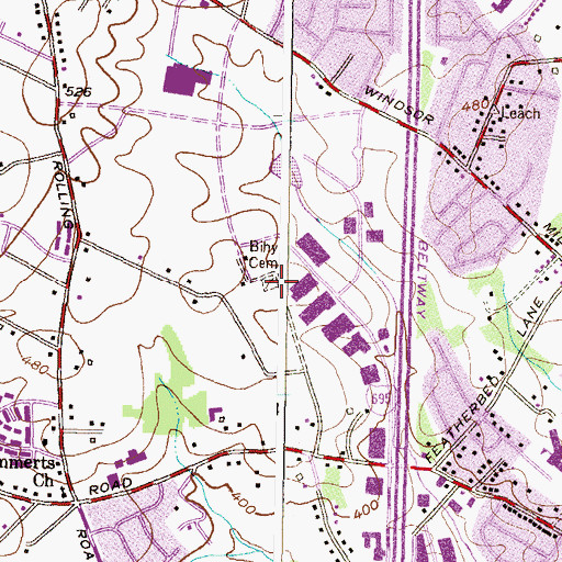 Topographic Map of Bihy Cemetery, MD