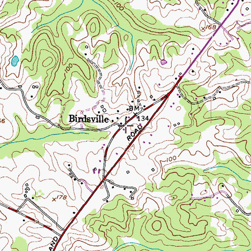 Topographic Map of Birdsville, MD