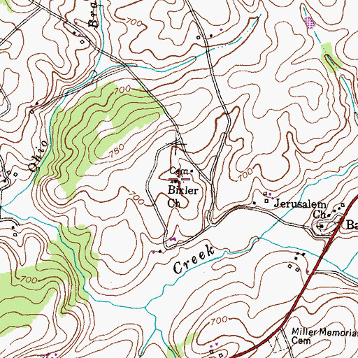 Topographic Map of Bixler Church, MD