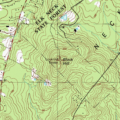 Topographic Map of Black Hill, MD