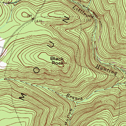 Topographic Map of Black Rock, MD
