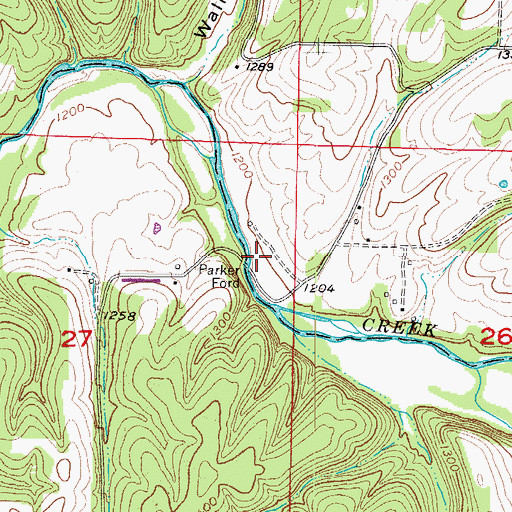 Topographic Map of Parker Ford, AR