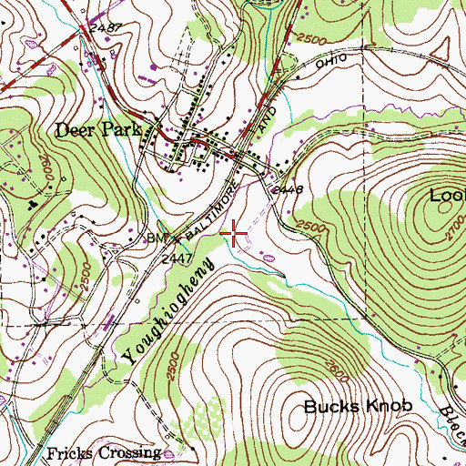 Topographic Map of Block Run, MD