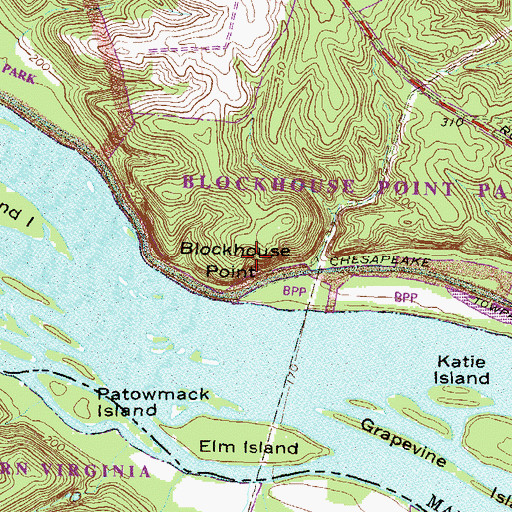 Topographic Map of Blockhouse Point, MD