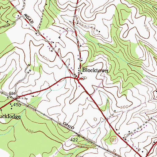 Topographic Map of Blocktown, MD