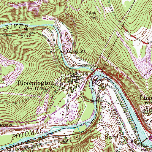 Topographic Map of Bloomington, MD