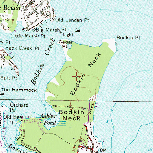 Topographic Map of Bodkin Neck, MD