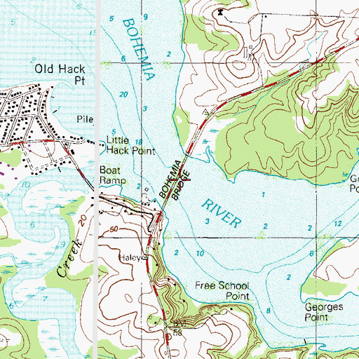 Topographic Map of Bohemia Bridge, MD