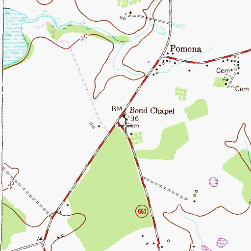 Topographic Map of Bond Chapel, MD
