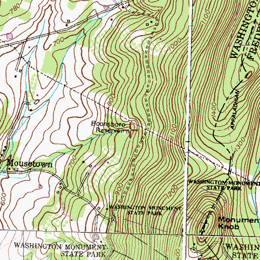 Topographic Map of Boonsboro Reservoir, MD