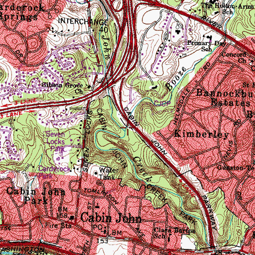 Topographic Map of Booze Creek, MD