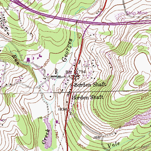 Topographic Map of Borden Shaft, MD