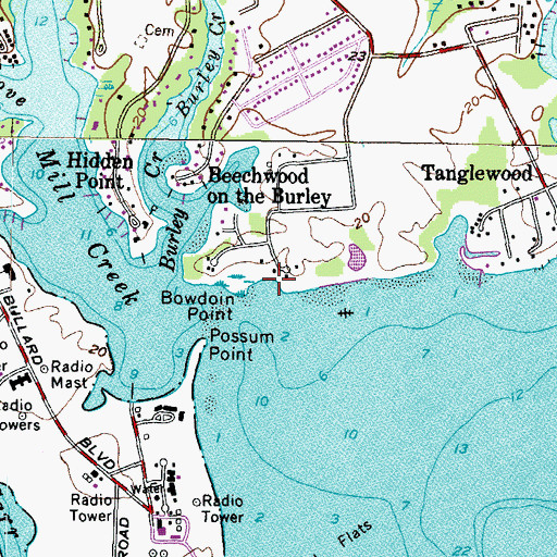 Topographic Map of Bowdoin Point, MD