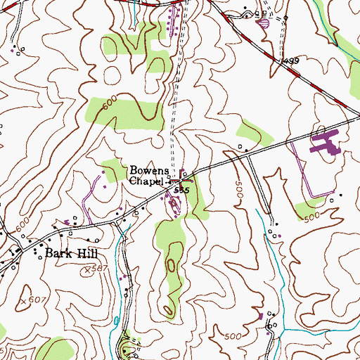 Topographic Map of Bowens Chapel, MD