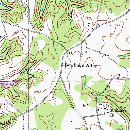 Topographic Map of Bowlings Alley, MD