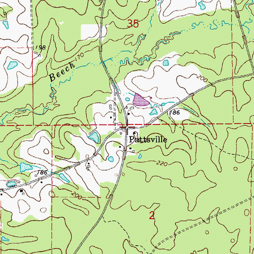 Topographic Map of Pattsville, AR