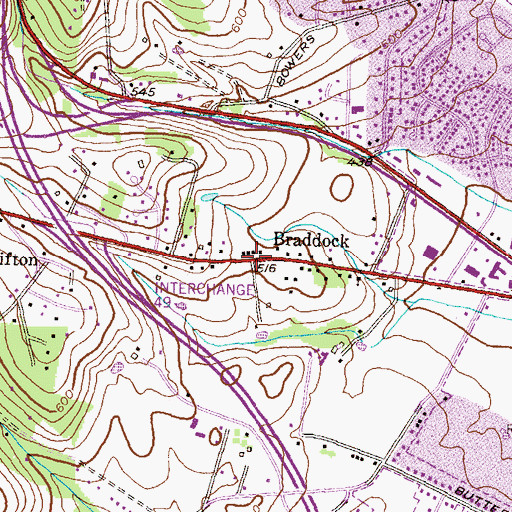 Topographic Map of Braddock, MD
