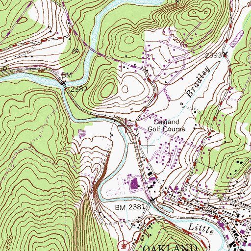 Topographic Map of Bradley Run, MD