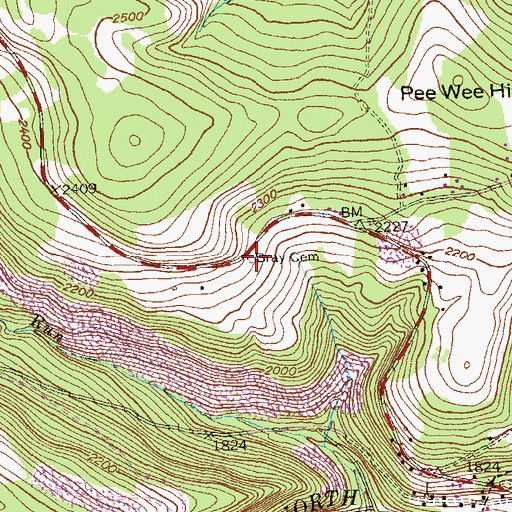 Topographic Map of Bray Cemetery, MD