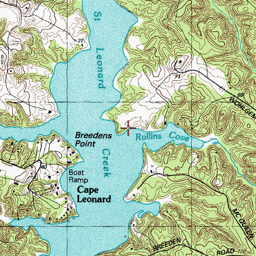 Topographic Map of Breedens Point, MD