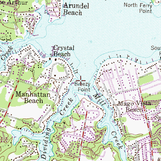 Topographic Map of Breezy Point, MD