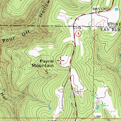 Topographic Map of Payne Mountain, AR