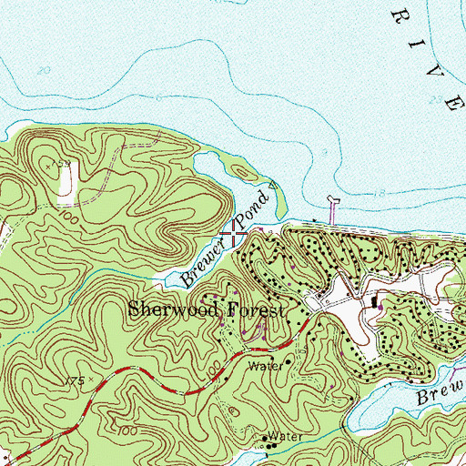 Topographic Map of Brewer Pond, MD