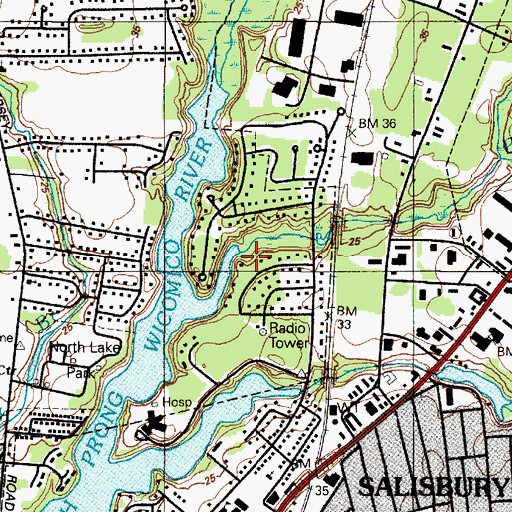 Topographic Map of Brewington Branch, MD