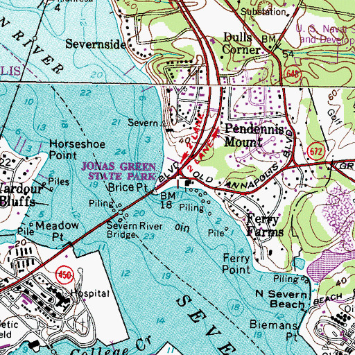 Topographic Map of Brice Point, MD