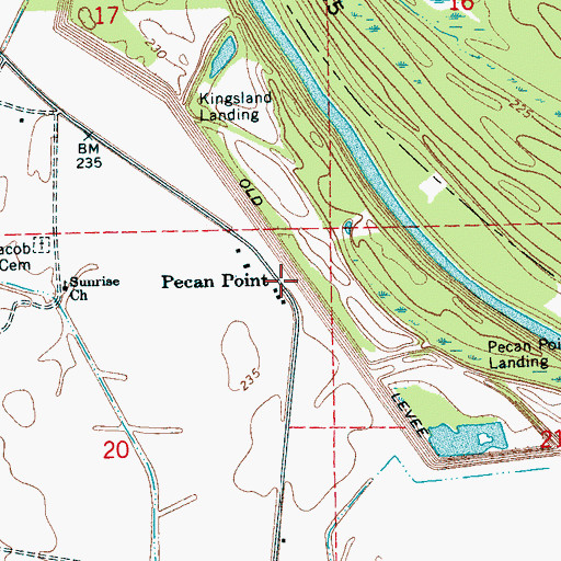 Topographic Map of Pecan Point, AR
