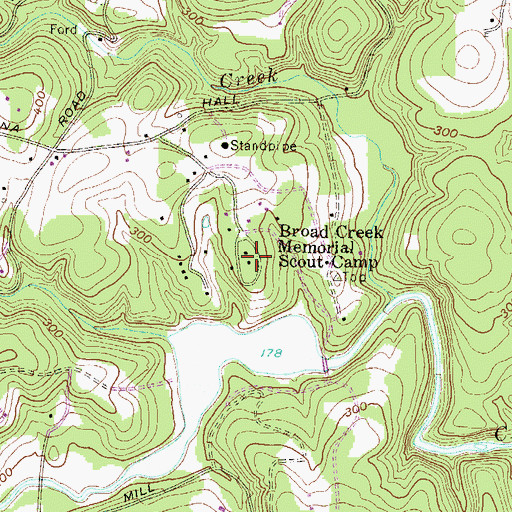 Topographic Map of Broad Creek Memorial Scout Camp, MD