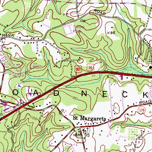 Topographic Map of Broad Neck, MD