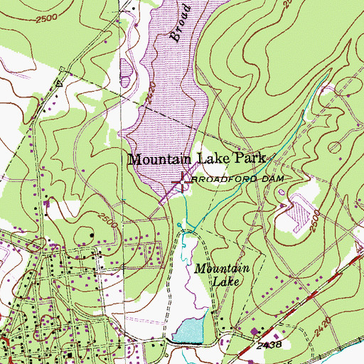 Topographic Map of Broadford Dam, MD