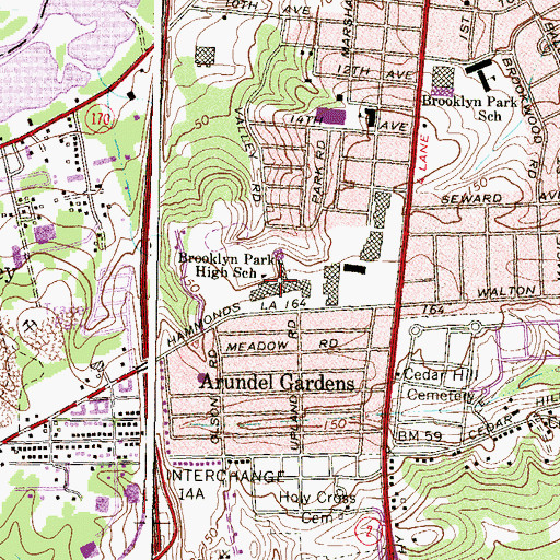 Topographic Map of Brooklyn Park Middle School, MD