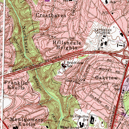Topographic Map of Brookview School, MD