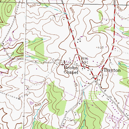 Topographic Map of Brown Chapel United Methodist Church, MD