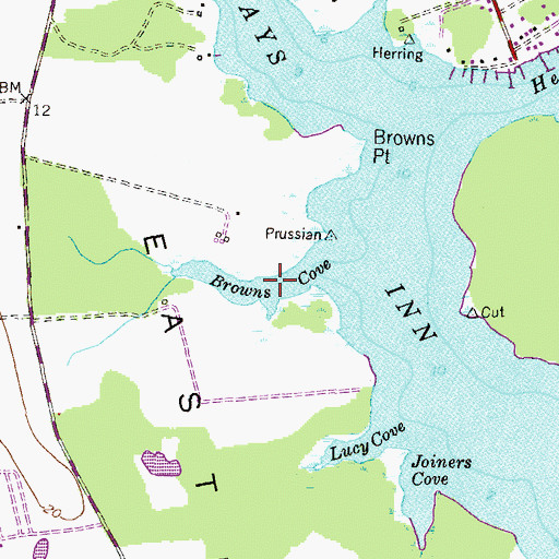 Topographic Map of Browns Cove, MD